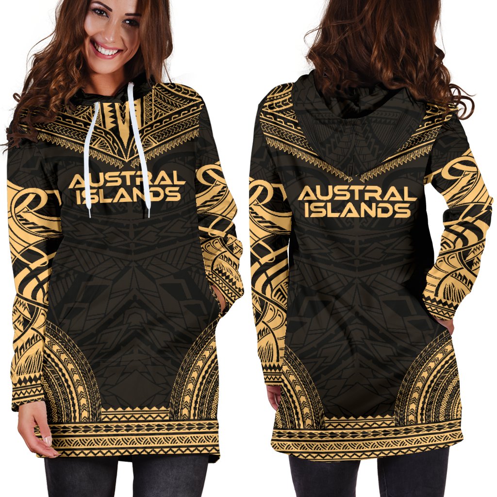 Austral Islands Women's Hoodie Dress - Polynesian Gold Chief - Polynesian Pride