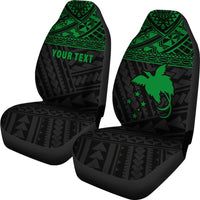 Papua New Guinea Custom Personalised Car Seat Covers - Papua New Guinea Green Flag Polynesian Tattoo - Polynesian Pride
