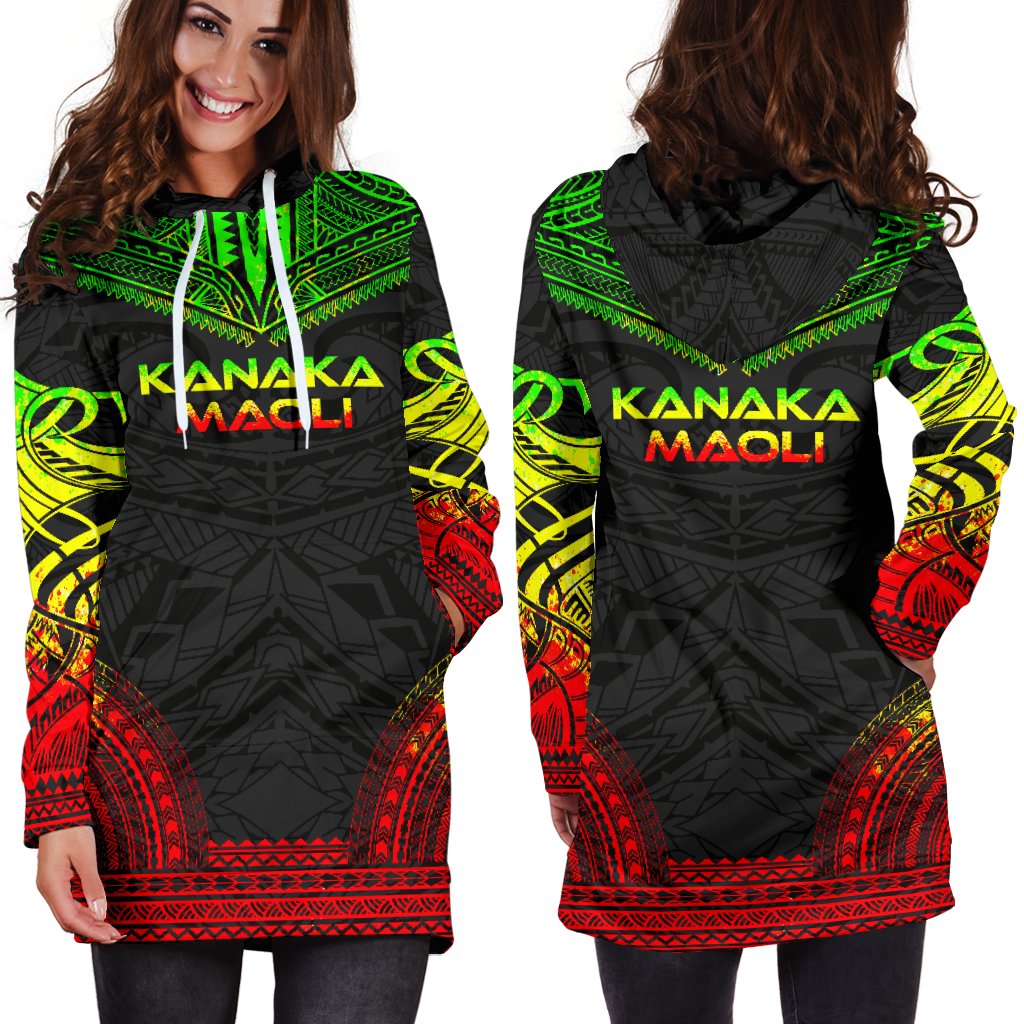 Kanaka Maoli Women's Hoodie Dress - Polynesian Reggae Chief - Polynesian Pride