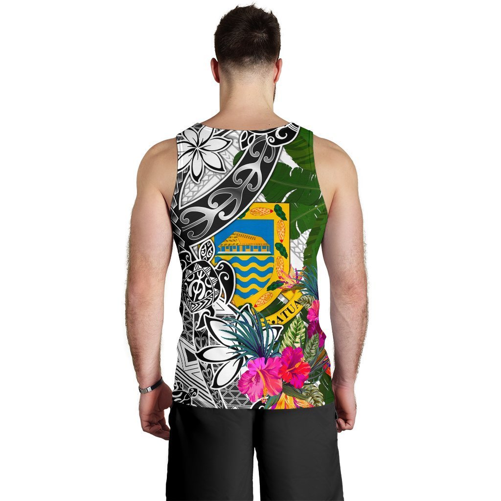 Tuvalu Custom Personalised Men's Tank Top White - Turtle Plumeria Banana Leaf - Polynesian Pride