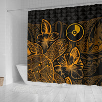 Yap Shower Curtain Turtle Hibiscus Gold - Polynesian Pride