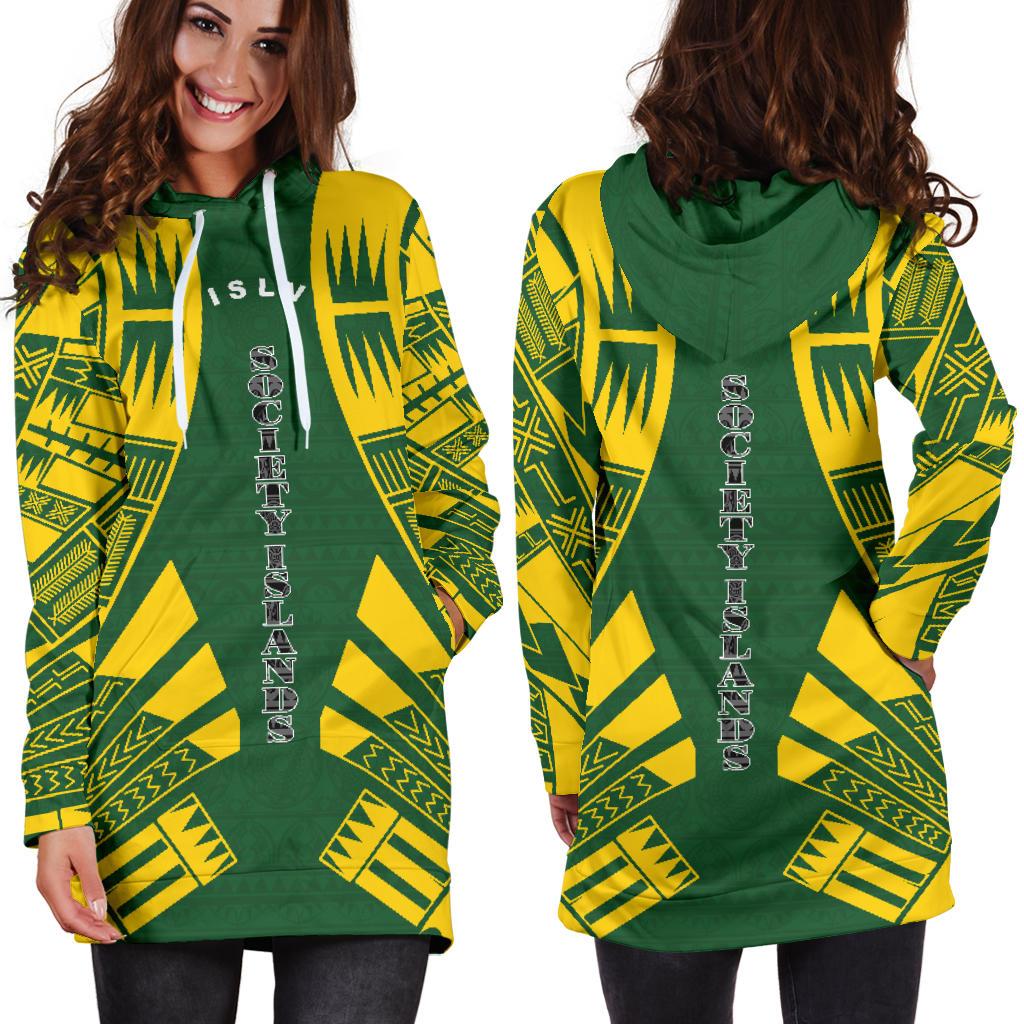 Society Islands Hoodie Dress - Polynesian Tattoo Flag - Polynesian Pride