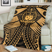 Samoa Polynesian Premium Blanket - Samoa Gold Seal with Polynesian Tattoo - Polynesian Pride