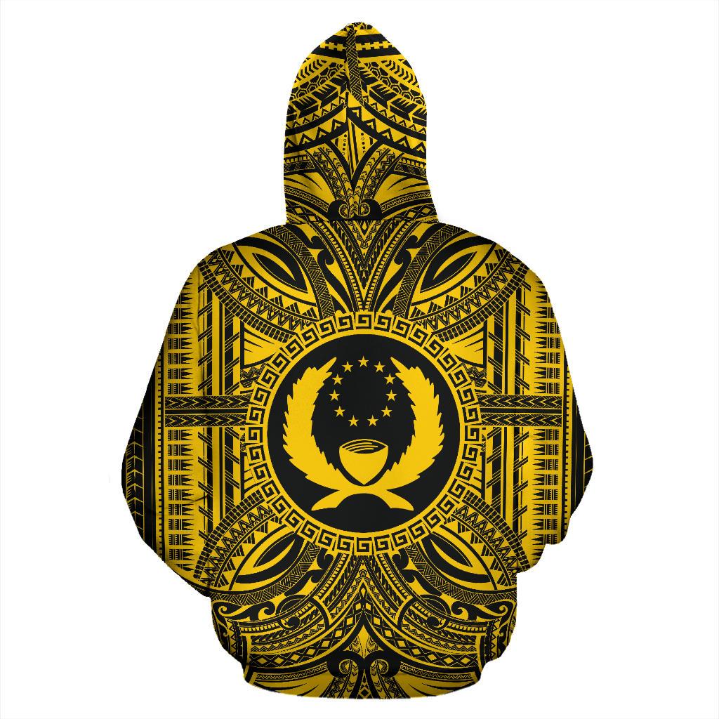 Pohnpei ll Over Hoodie Pohnpei Coat of rms Polynesian Gold Black - Polynesian Pride