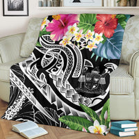 Fiji Polynesian Premium Blanket - Summer Plumeria (Black) - Polynesian Pride