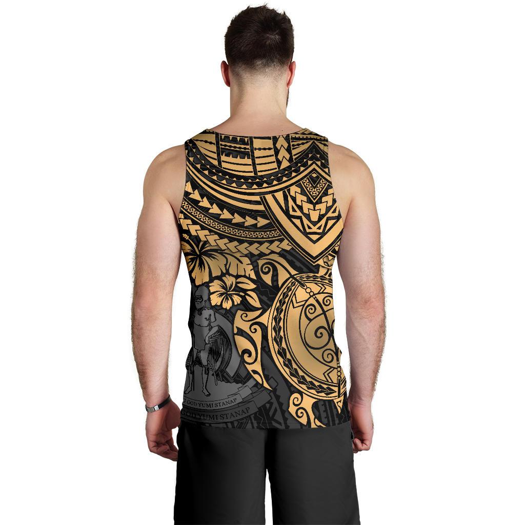 Vanuatu Polynesian Men's Tank Top - Gold Turtle - Polynesian Pride
