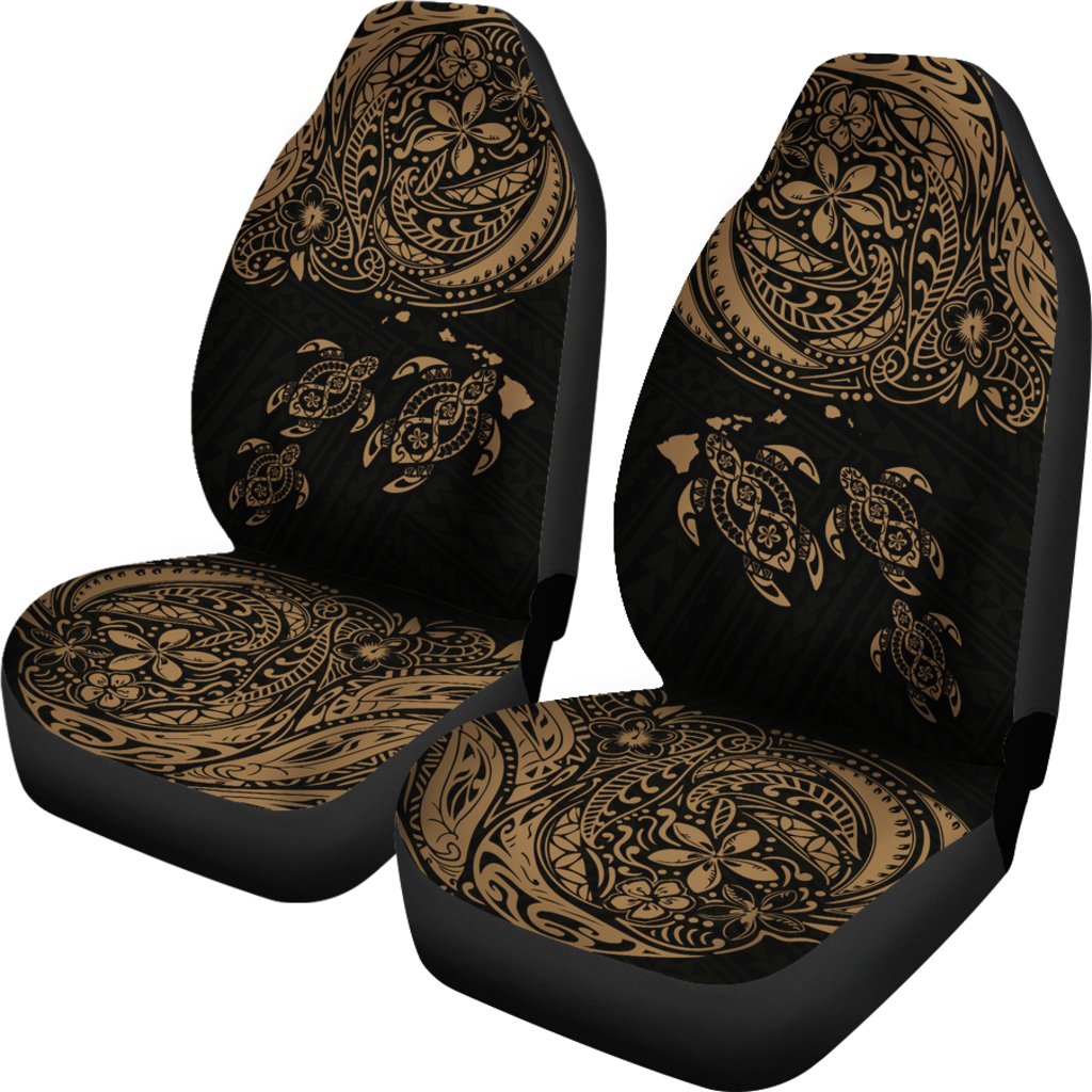 Hawaii Polynesian Car Seat Covers - Gold Sea Turtle Hibiscus Plumeria - Polynesian Pride