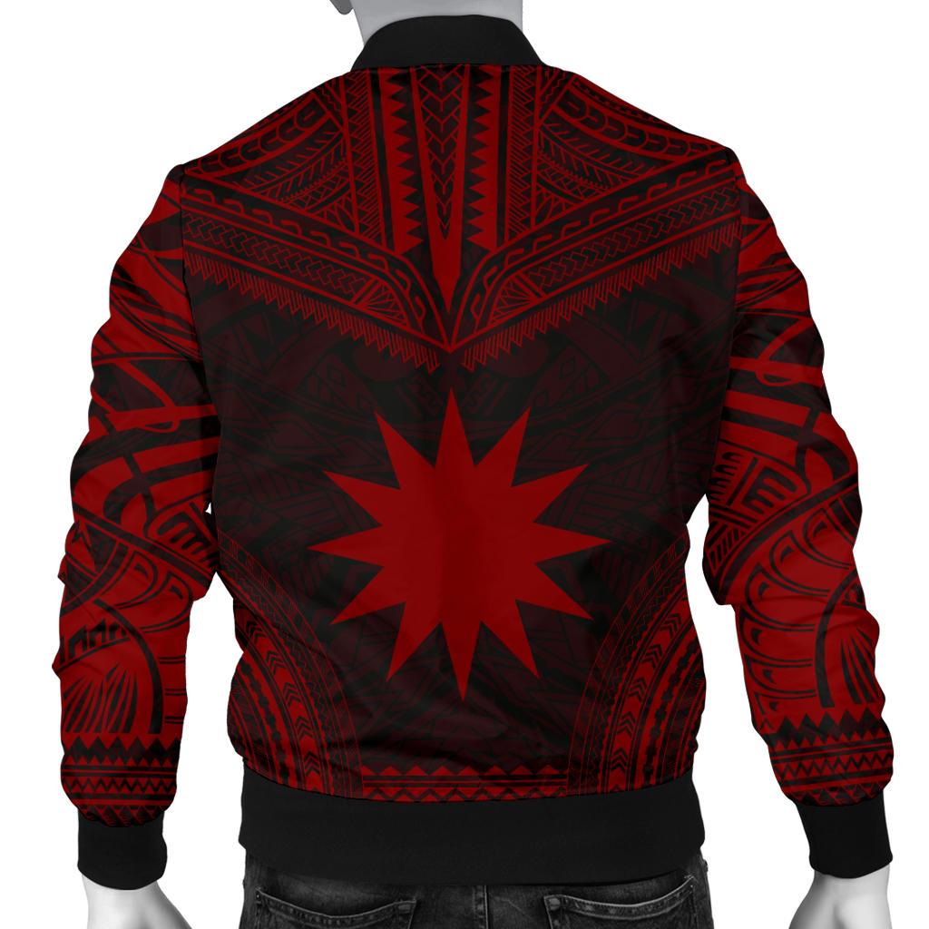 Nauru Polynesian Chief Men's Bomber Jacket - Red Version - Polynesian Pride