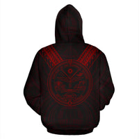 Marshall Islands All Over Zip up Hoodie Red Sailor Style - Polynesian Pride