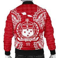 Samoa Polynesian Men's Bomber Jacket Map Red White - Polynesian Pride