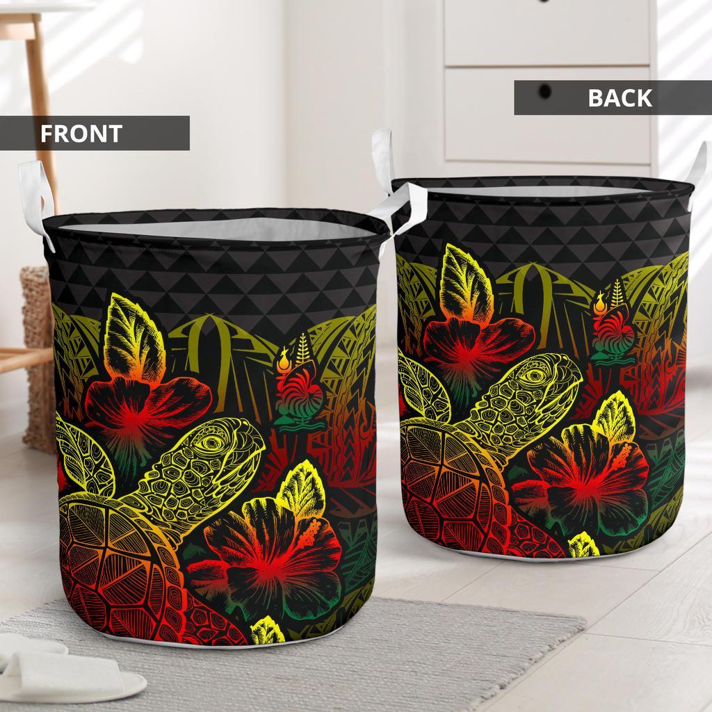 New Caledonia Laundry Basket - Polynesian Turtle Hibiscus Reggae - Polynesian Pride