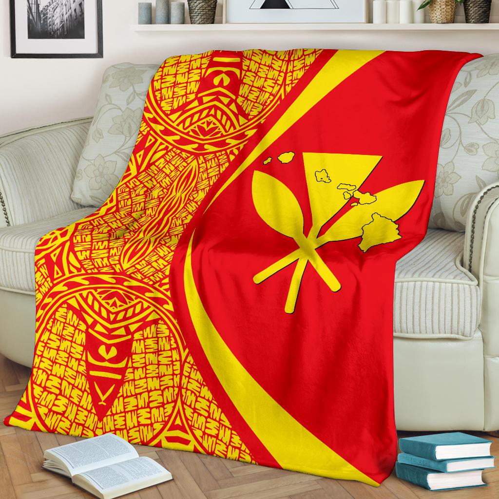 Hawaii Premium Blanket Kanaka Polynesian - Circle Style Red And Yellow - Polynesian Pride