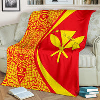Hawaii Premium Blanket Kanaka Polynesian - Circle Style Red And Yellow - Polynesian Pride