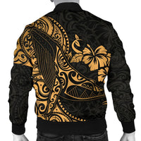 Polynesian Hawaii Men's Bomber Jacket - Polynesian Golden Humpback Whale - Polynesian Pride