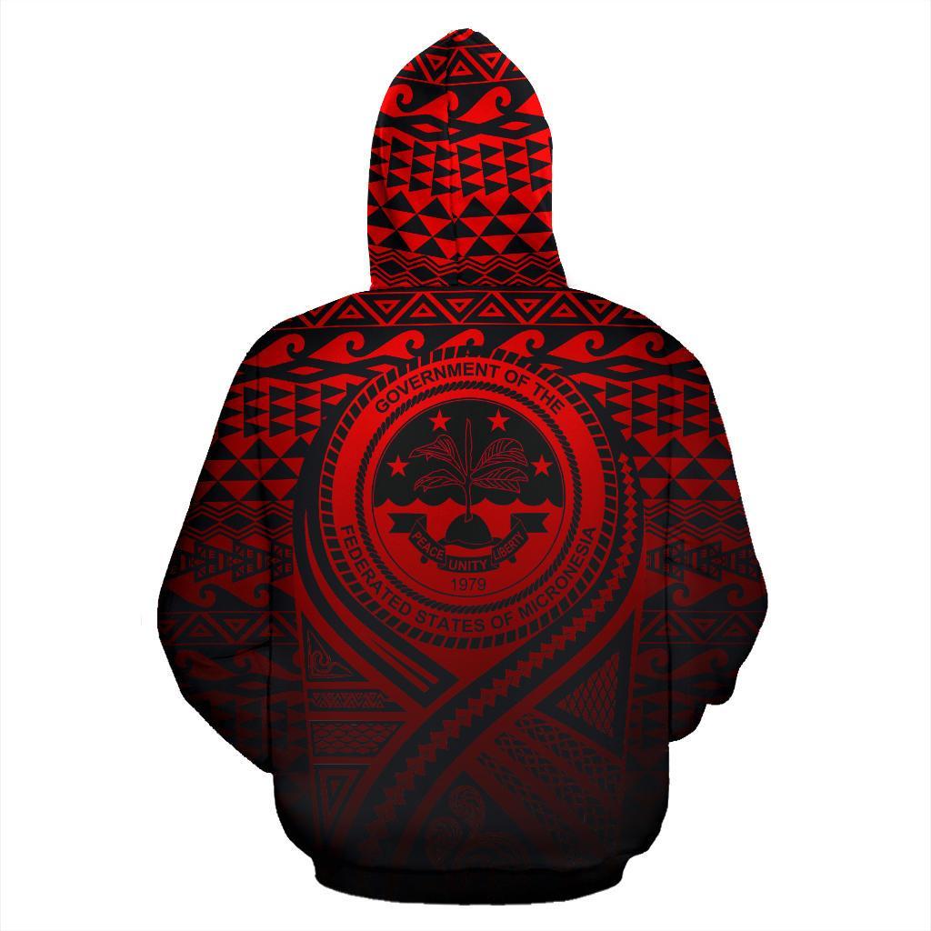 Federated States of Micronesia All Over Zip up Hoodie Lift up Red - Polynesian Pride