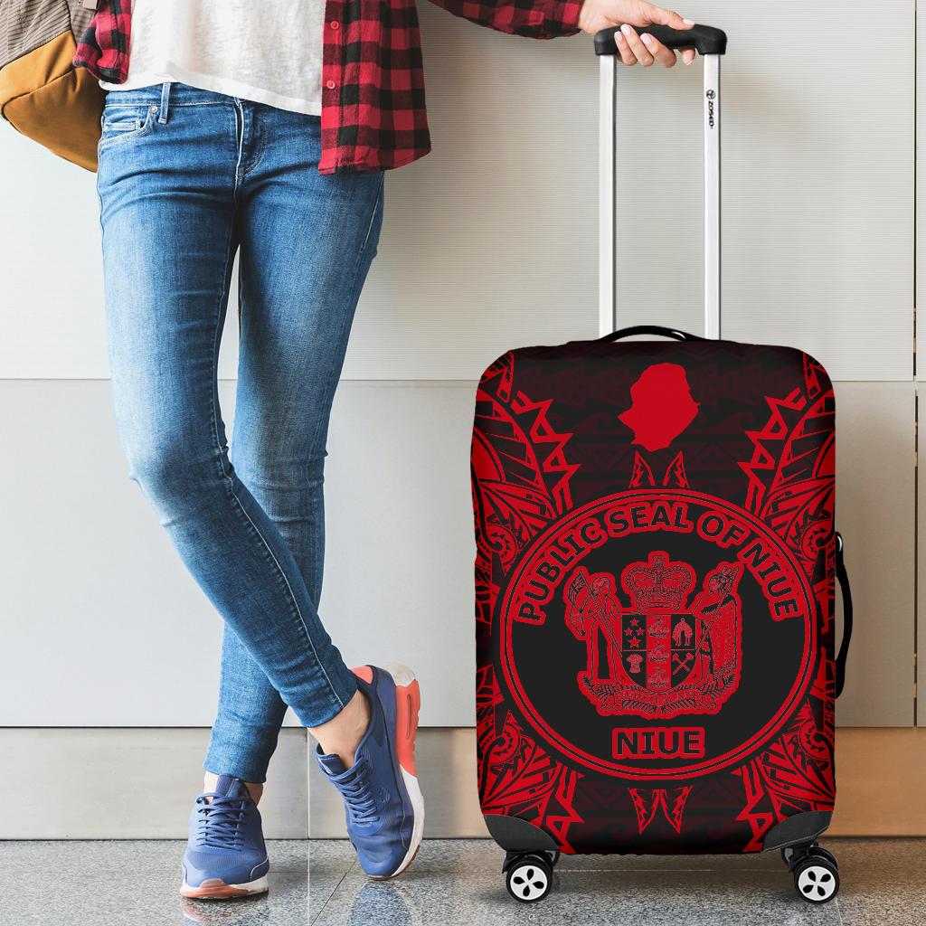 Niue Polynesian Luggage Covers Map Red - Polynesian Pride