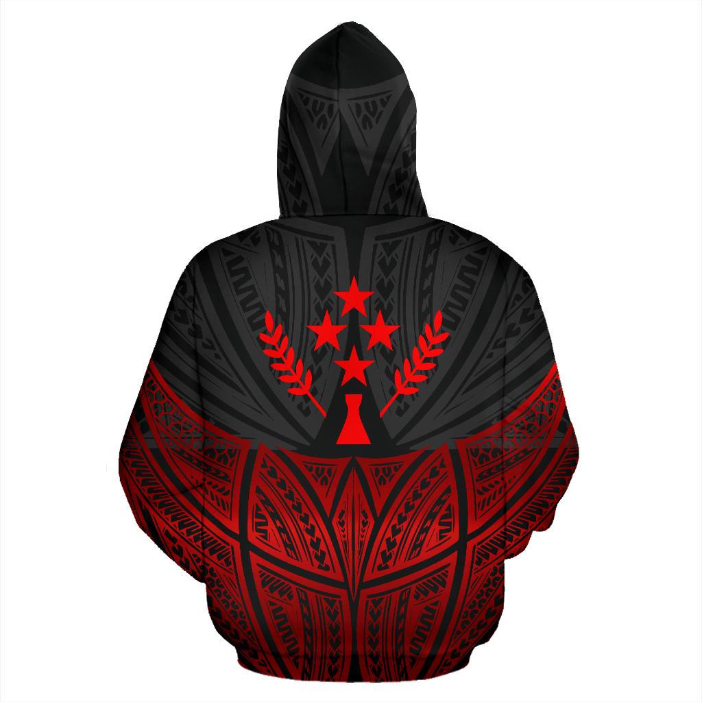 Kosrae Polynesian Custom Zip up Hoodie Red Black Pride Map and Seal - Polynesian Pride