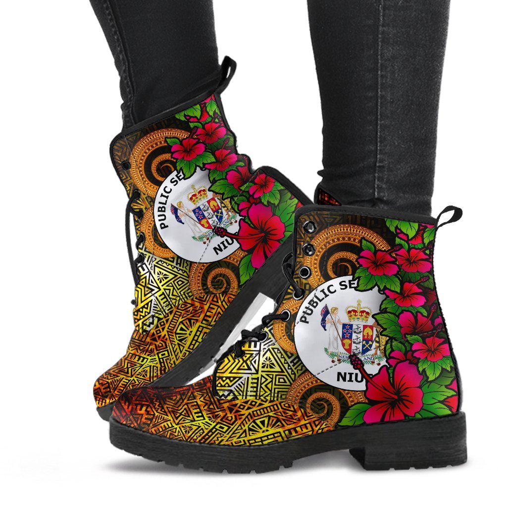 Niue Polynesian Leather Boots - Hibiscus Vintage - Polynesian Pride