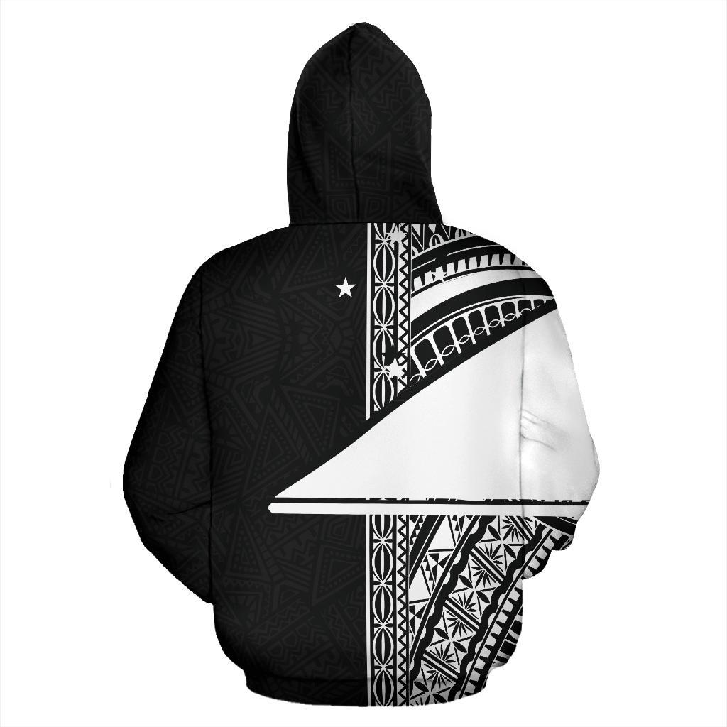 Tokelau Polynesian All Over Custom Zip up Hoodie White Line - Polynesian Pride