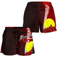 Palau Polynesian Custom Personalised Women's Shorts - Coat Of Arm With Hibiscus - Polynesian Pride