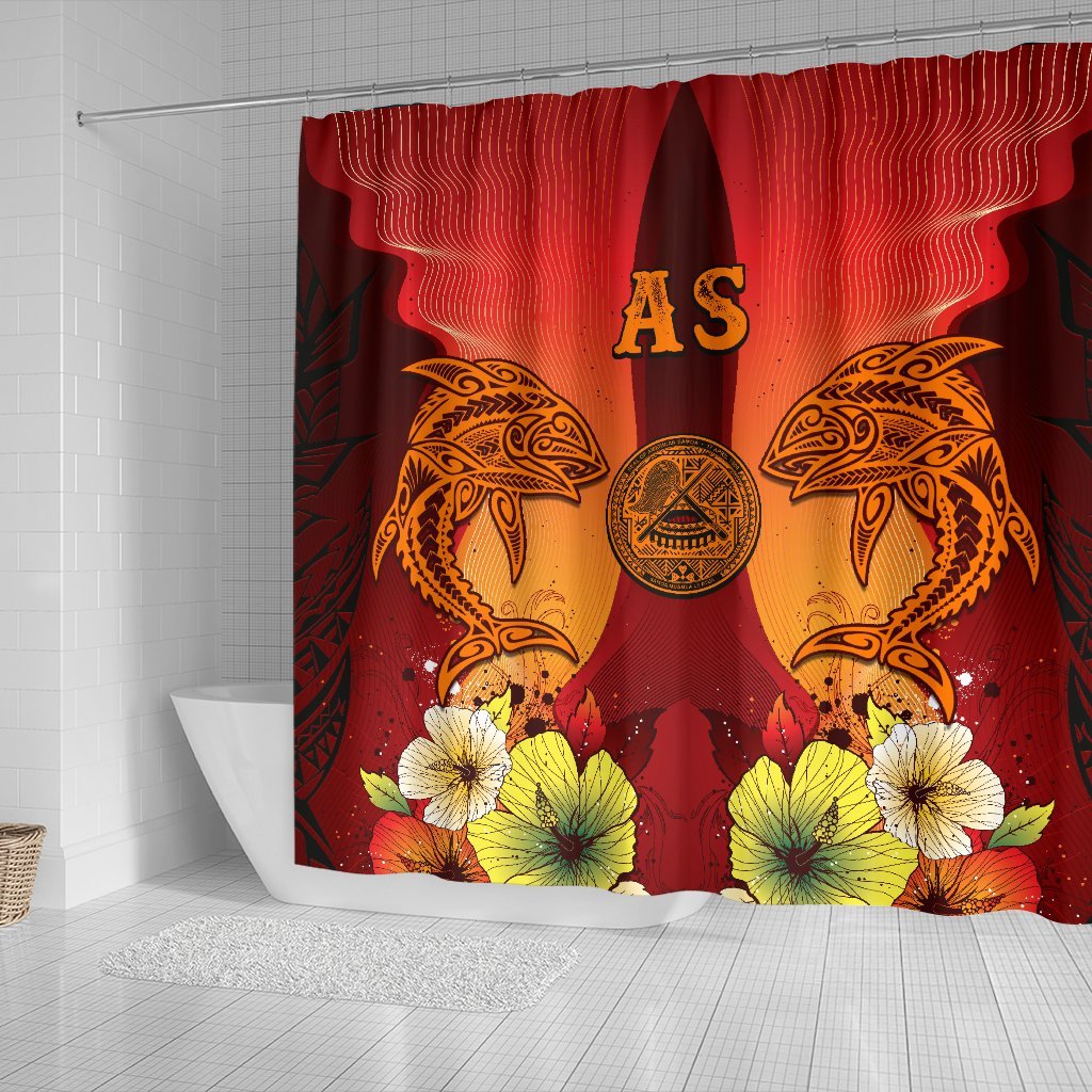 American Samoa Shower Curtains - Tribal Tuna Fish - Polynesian Pride