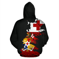 Tonga Polynesian Zip up Hoodie Tonga Flag COat of Arms Painting 01 - Polynesian Pride