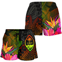 Guam Polynesian Women's Shorts - Hibiscus and Banana Leaves - Polynesian Pride