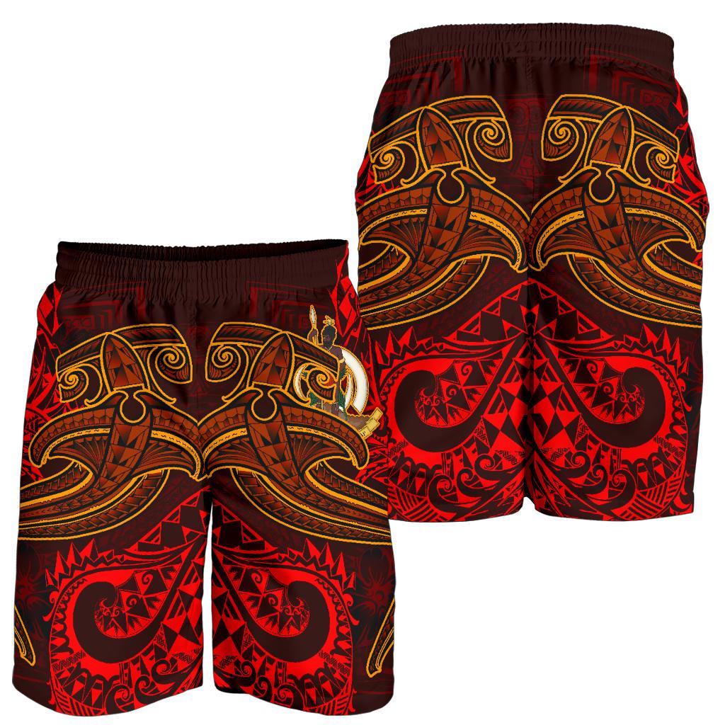 Vanuatu Polynesian Men's Shorts - Red Shark Polynesian Tattoo - Polynesian Pride