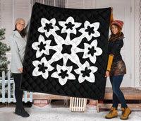 Hawaiian Premium Quilt Royal Pattern - Black And White - A1 Style - Polynesian Pride