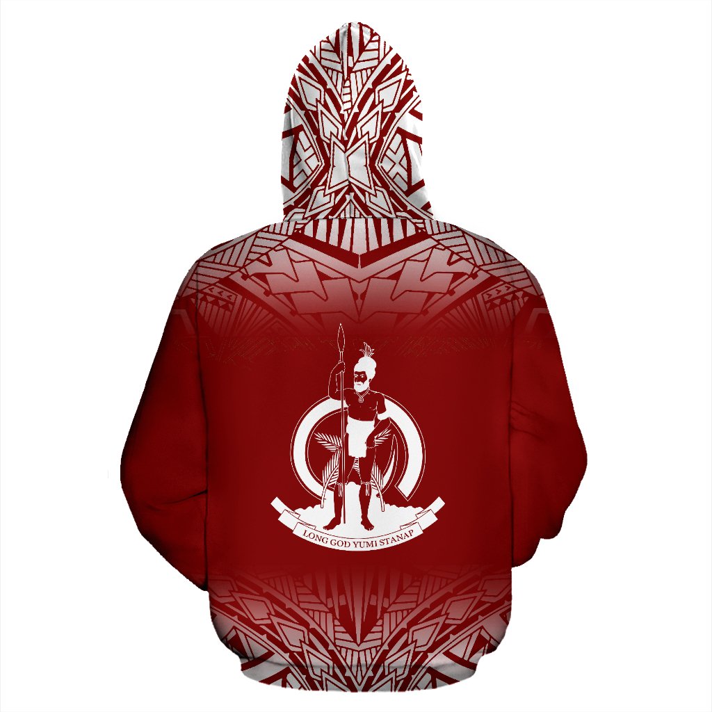 Vanuatu Custom All Over Zip up Hoodie Fog Red - Polynesian Pride