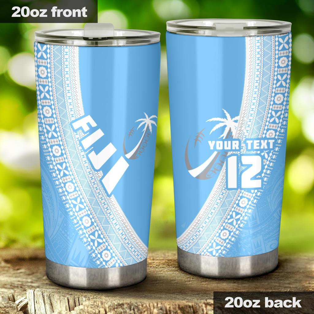(Custom Personalised) Fiji Tapa Rugby Tumbler version Style You Win - Blue Tumbler 20oz Large Blue - Polynesian Pride