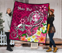 Tonga Custom Personalised Premium Quilt - Turtle Plumeria (Pink) - Polynesian Pride