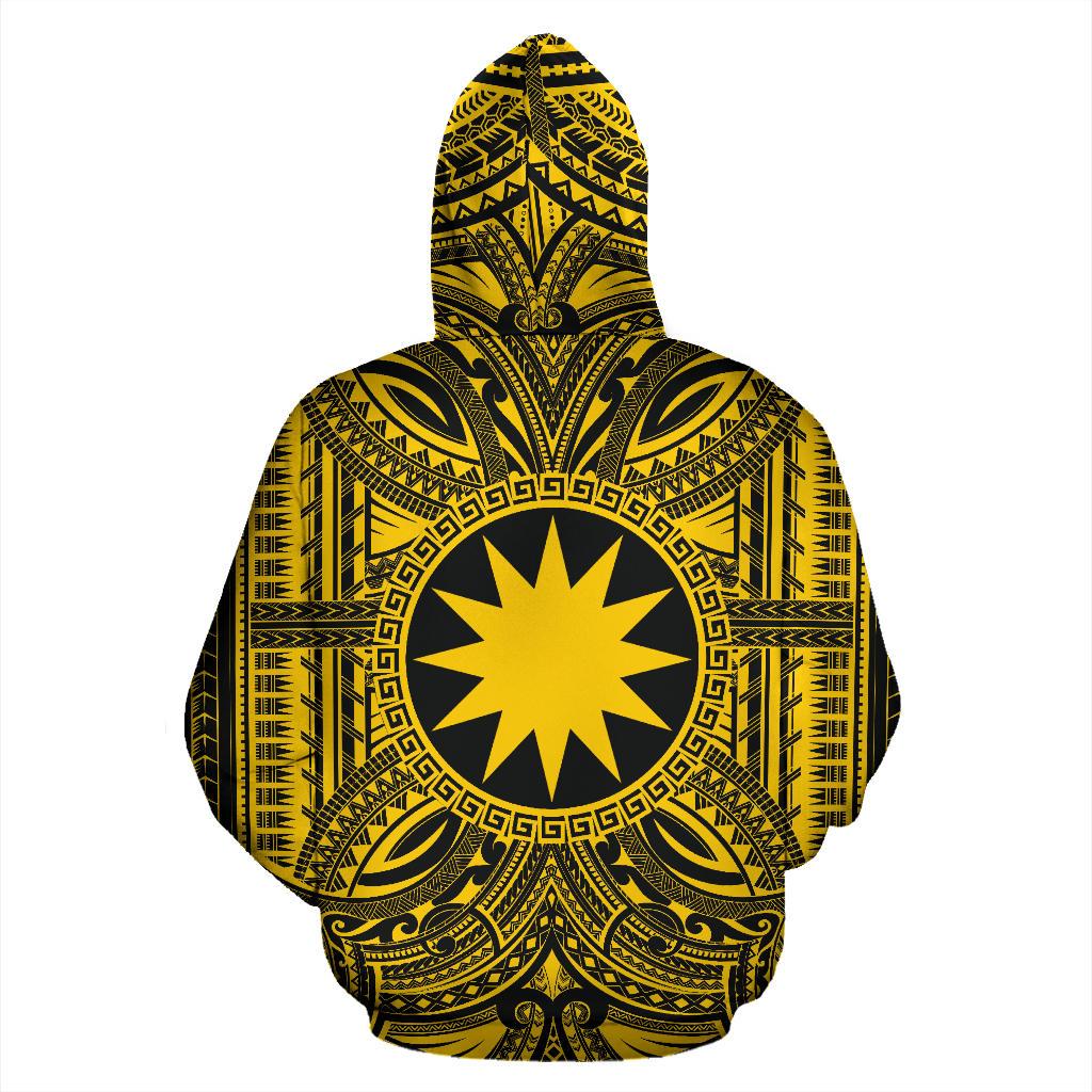 Nauru ll Over Hoodie Nauru Coat of rms Polynesian Gold Black - Polynesian Pride