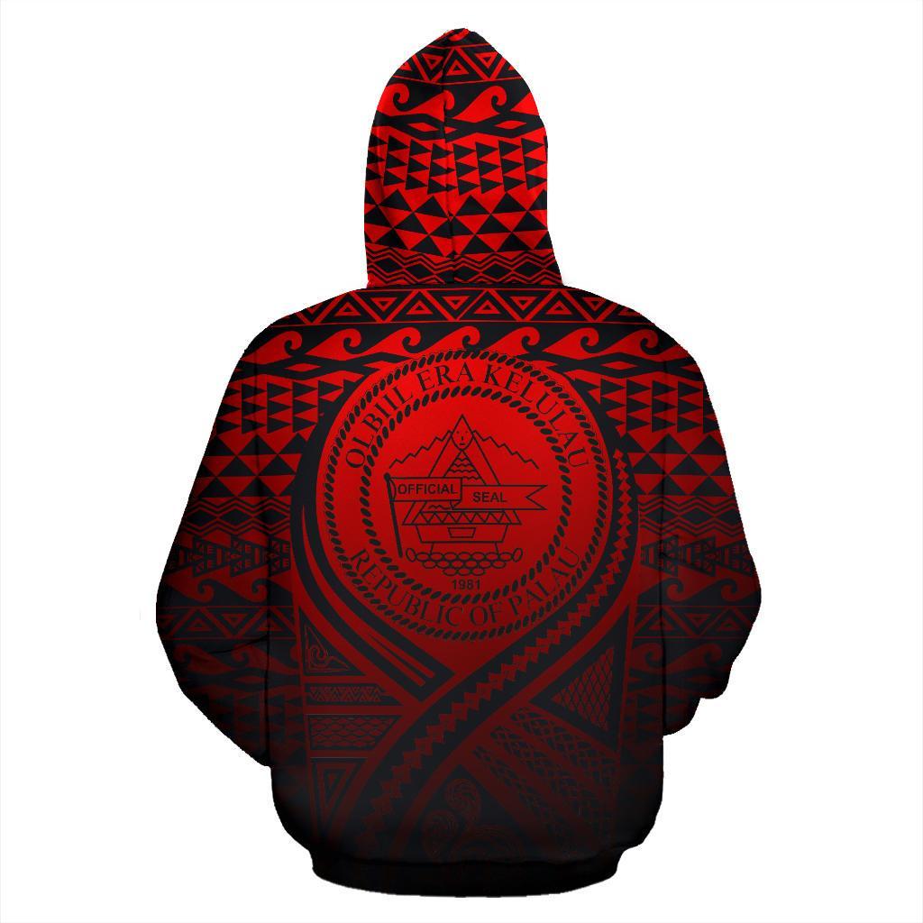 Palau All Over Zip up Hoodie Lift up Red - Polynesian Pride