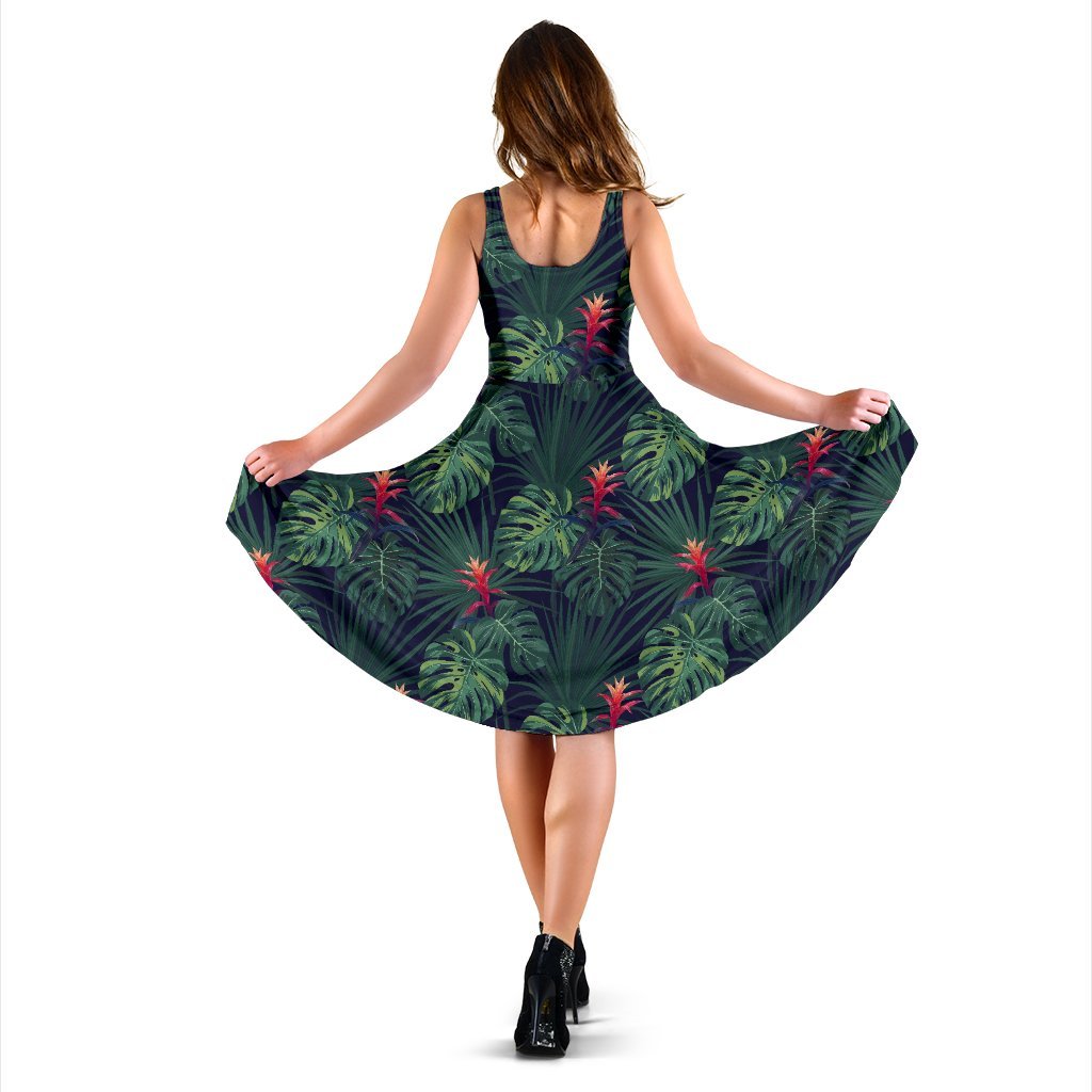 Hawaii Tropical Monstera Leaf Green Midi Dress - Polynesian Pride