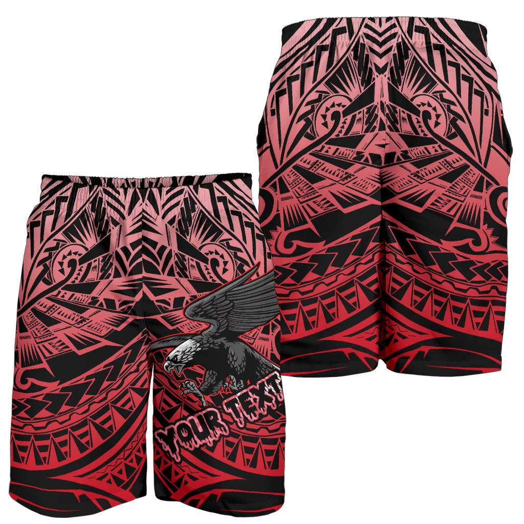 Samoa Polynesian Custom Personalised Men's Shorts - Eagle Tribal Pattern Red - Polynesian Pride