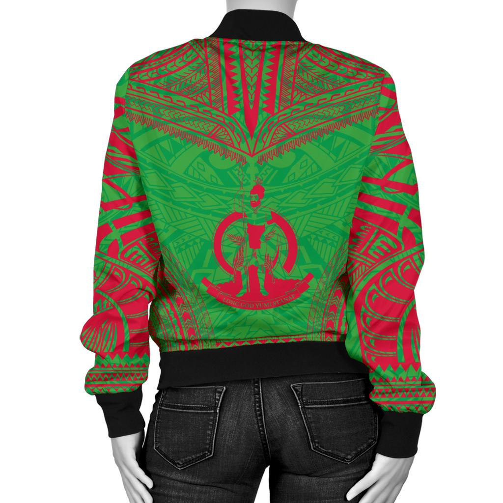 Vanuatu Flag Polynesian Chief Women'S Bomber Jacket - Polynesian Pride
