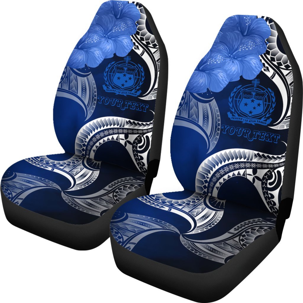 Samoa Custom Personalised Car Seat Covers - Samoa Seal Wave Style (Blue) - Polynesian Pride