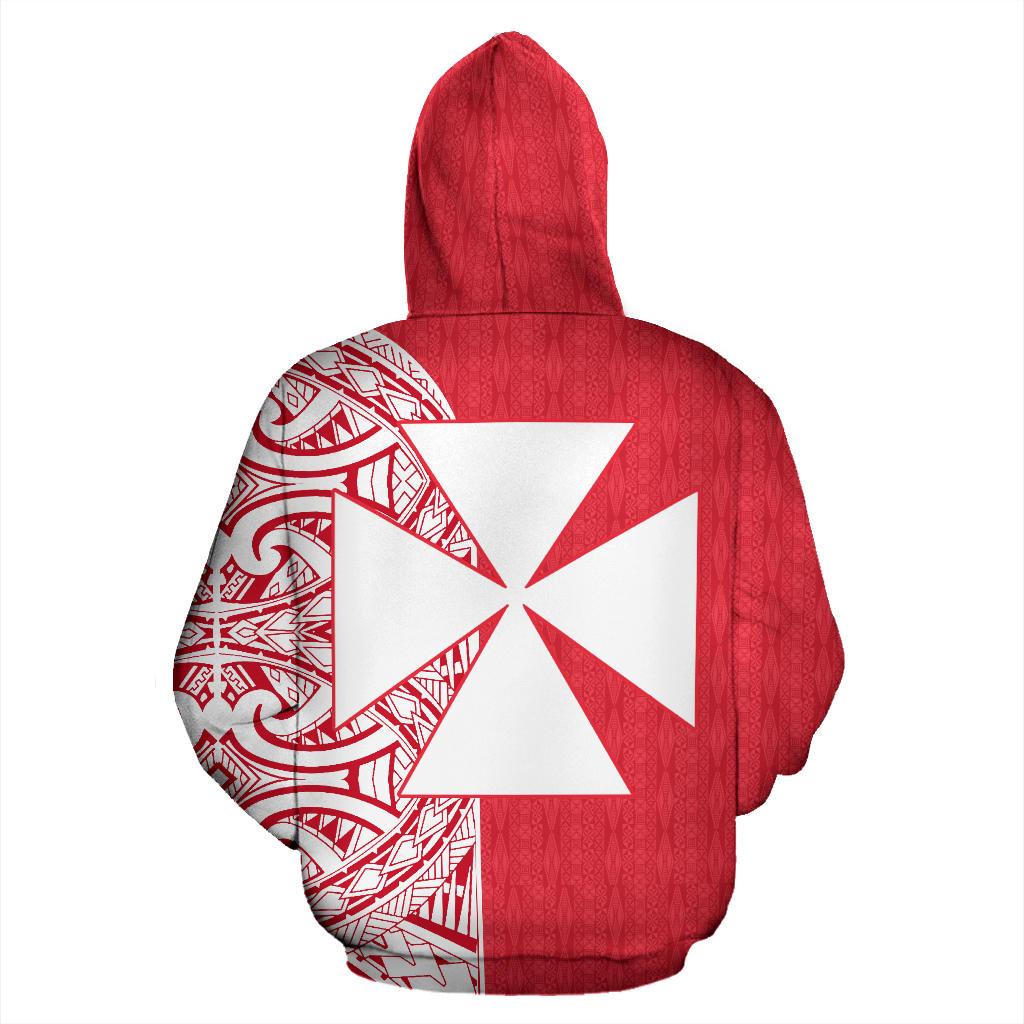 Wallis and Futuna All Over Zip up Hoodie Shoulder Style - Polynesian Pride