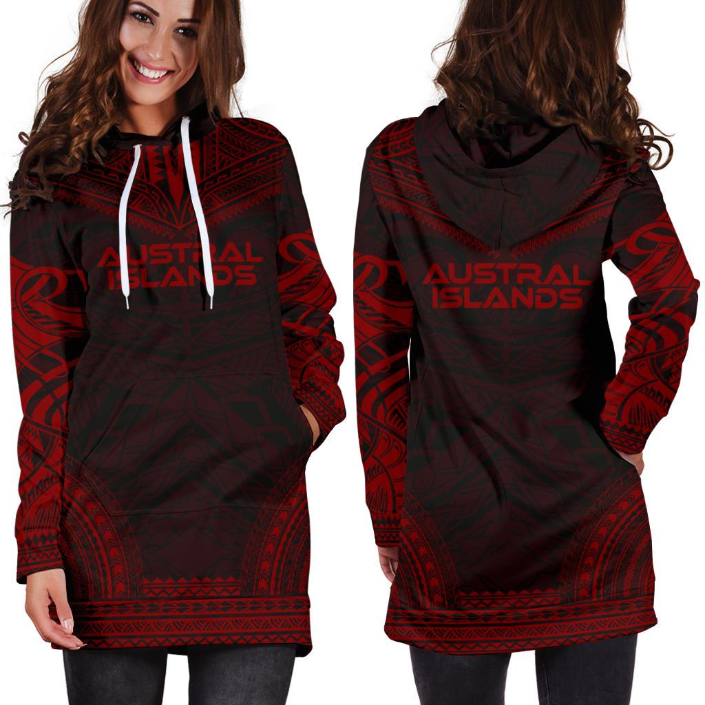Austral Islands Women's Hoodie Dress - Polynesian Red Chief - Polynesian Pride