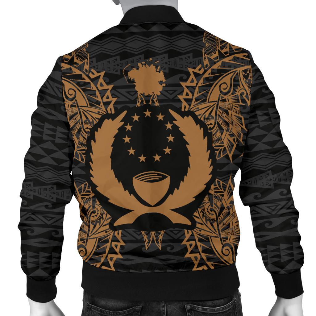 Pohnpei Polynesian Men's Bomber Jacket Map Gold - Polynesian Pride