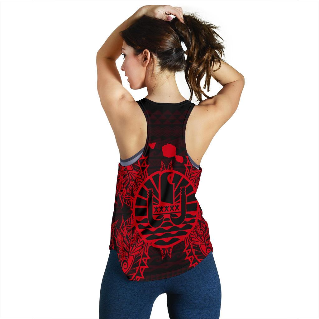 French Polynesia Polynesian Women Tank Top Map Red - Polynesian Pride