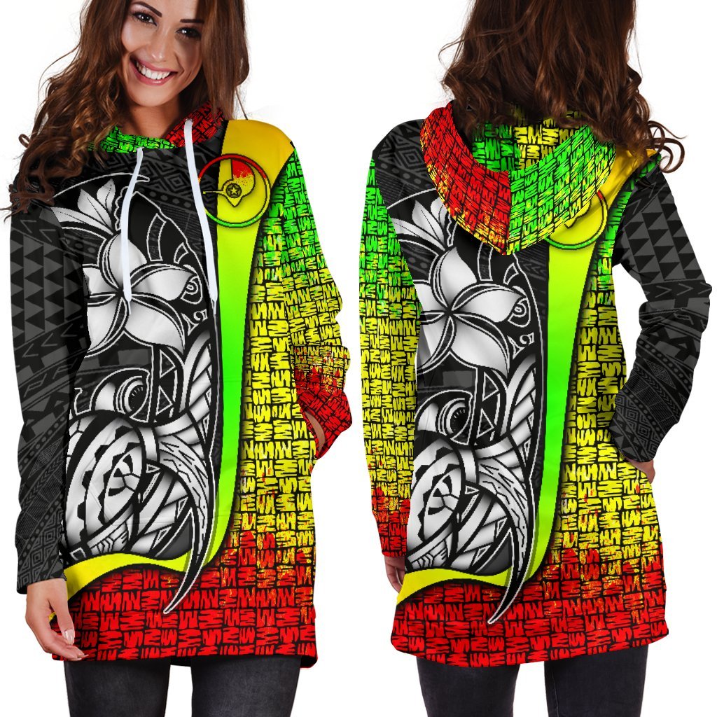 Yap Micronesian Women's Hoodie Dress Reggae - Turtle With Hook - Polynesian Pride