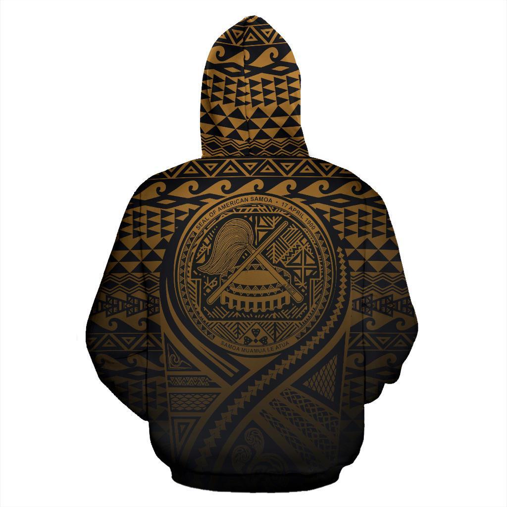 American Samoa All Over Zip up Hoodie Lift up Gold - Polynesian Pride