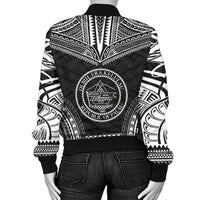 Palau Polynesian Chief Women'S Bomber Jacket - Black Version - Polynesian Pride