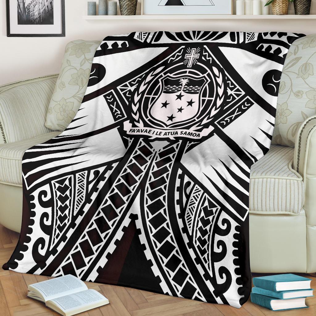 Samoa Polynesian Premium Blanket - Samoa White Seal with Polynesian Tattoo - Polynesian Pride