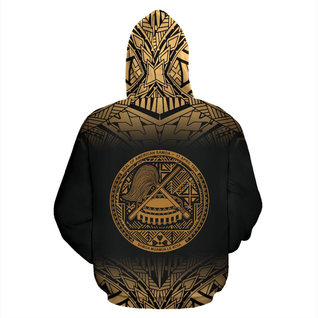American Samoa All Over Zip up Hoodie Polynesian Gold Fog - Polynesian Pride
