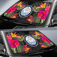Marshall Islands Auto Sun Shades - Hibiscus Pattern - Polynesian Pride