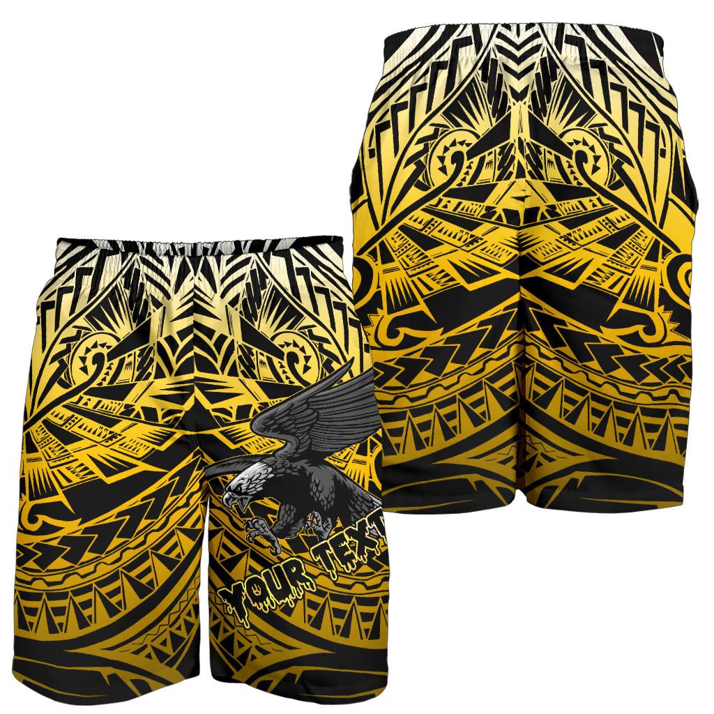 Samoa Polynesian Custom Personalised Men's Shorts - Eagle Tribal Pattern Yellow - Polynesian Pride