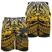 Samoa Polynesian Custom Personalised Men's Shorts - Eagle Tribal Pattern Yellow - Polynesian Pride